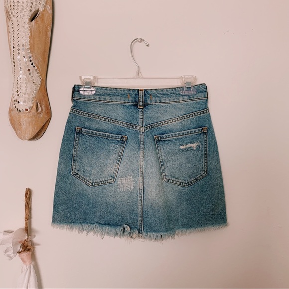 FREE PEOPLE Denim Skirt with Stripes size 0 - Picture 3 of 4